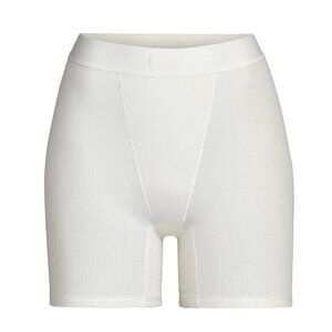 SKIMS Cotton Rib Boxer Shorts :: Size SMALL :: BONE